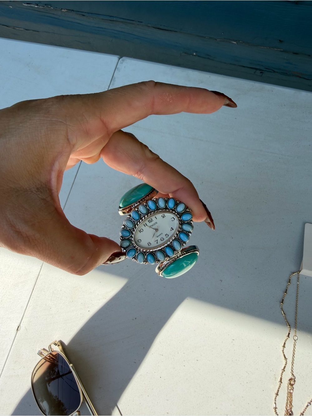 Chicos Turquoise Statement Cuff Watch - Women Jewelry